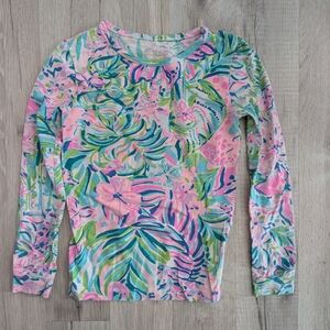 Lilly Pulitzer Kids Long Sleeve Tee - Pink and Green Floral